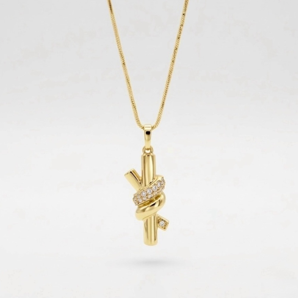 14K Gold Plated Knot Necklace with CZ Detail | Elegant Minimalist Jewelry